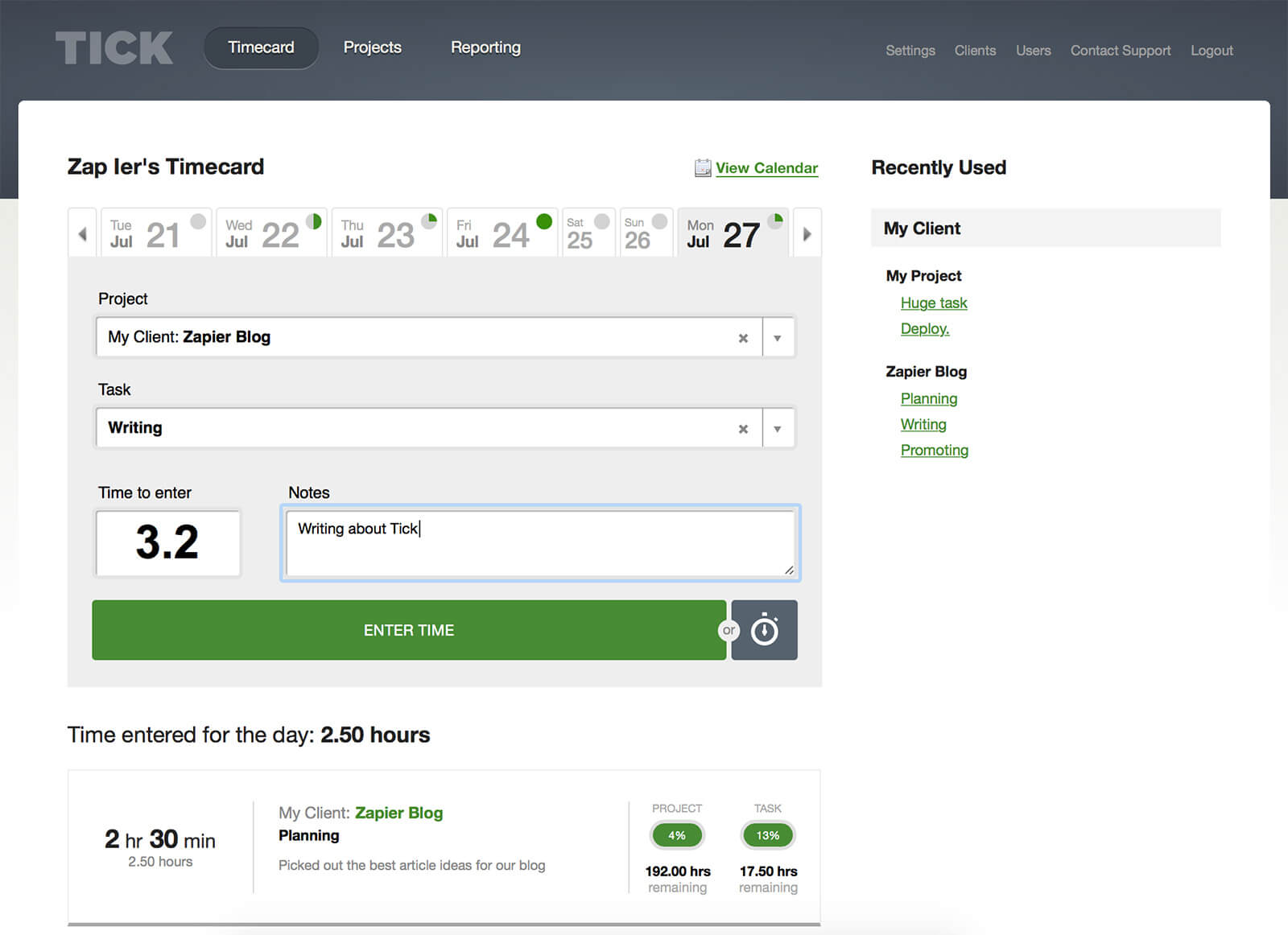 tick time tracking